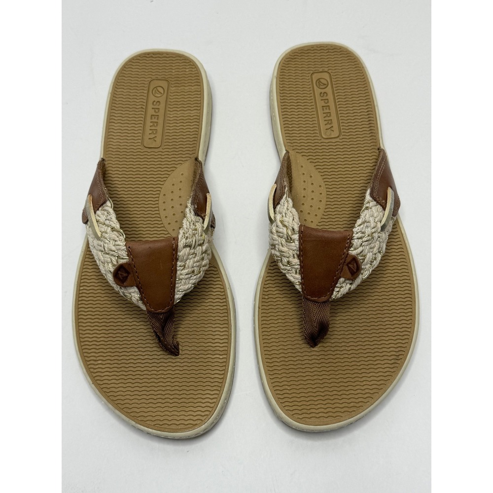 Sperry Women's Parrotfish Flip Flop Sandals Brown multi Sahara Size 6.5M NWT/BOX - Picture 2 of 10